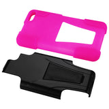 REIKO AMAZON FIRE PHONE HYBRID HEAVY DUTY CASE WITH KICKSTAND IN HOT PINK BLACK