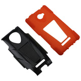 REIKO HTC WINDOWS PHONE 8X HYBRID HEAVY DUTY CASE WITH KICKSTAND IN BLACK ORANGE