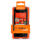 REIKO HTC WINDOWS PHONE 8X HYBRID HEAVY DUTY CASE WITH KICKSTAND IN BLACK ORANGE