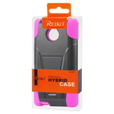 REIKO HTC 8XT HYBRID HEAVY DUTY CASE WITH KICKSTAND IN HOT PINK BLACK