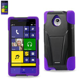 REIKO HTC 8XT HYBRID HEAVY DUTY CASE WITH KICKSTAND IN PURPLE BLACK