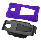 REIKO HTC 8XT HYBRID HEAVY DUTY CASE WITH KICKSTAND IN PURPLE BLACK