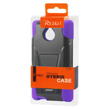 REIKO HTC 8XT HYBRID HEAVY DUTY CASE WITH KICKSTAND IN PURPLE BLACK