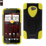 REIKO HTC DROID DNA HYBRID HEAVY DUTY CASE WITH KICKSTAND IN BLACK YELLOW