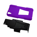 REIKO HTC DESIRE EYE HYBRID HEAVY DUTY CASE WITH KICKSTAND IN PURPLE BLACK