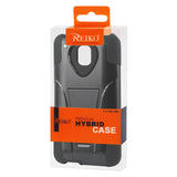 REIKO HTC ONE MINI M4 HYBRID HEAVY DUTY CASE WITH KICKSTAND IN BLACK