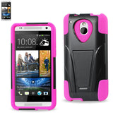 REIKO HTC ONE MINI M4 HYBRID HEAVY DUTY CASE WITH KICKSTAND IN HOT PINK BLACK