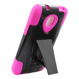 REIKO HTC ONE MINI M4 HYBRID HEAVY DUTY CASE WITH KICKSTAND IN HOT PINK BLACK