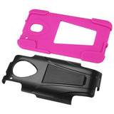 REIKO HTC ONE MINI M4 HYBRID HEAVY DUTY CASE WITH KICKSTAND IN HOT PINK BLACK