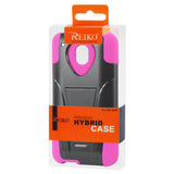 REIKO HTC ONE MINI M4 HYBRID HEAVY DUTY CASE WITH KICKSTAND IN HOT PINK BLACK
