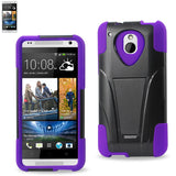 REIKO HTC ONE MINI M4 HYBRID HEAVY DUTY CASE WITH KICKSTAND IN PURPLE BLACK