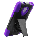 REIKO HTC ONE MINI M4 HYBRID HEAVY DUTY CASE WITH KICKSTAND IN PURPLE BLACK