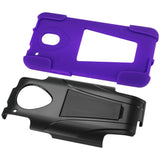 REIKO HTC ONE MINI M4 HYBRID HEAVY DUTY CASE WITH KICKSTAND IN PURPLE BLACK