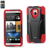 REIKO HTC ONE MINI M4 HYBRID HEAVY DUTY CASE WITH KICKSTAND IN RED BLACK