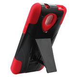REIKO HTC ONE MINI M4 HYBRID HEAVY DUTY CASE WITH KICKSTAND IN RED BLACK