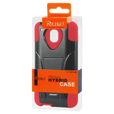REIKO HTC ONE MINI M4 HYBRID HEAVY DUTY CASE WITH KICKSTAND IN RED BLACK