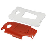 REIKO HTC ONE M7 HYBRID HEAVY DUTY CASE WITH KICKSTAND IN ORANGE WHITE