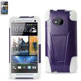 REIKO HTC ONE M7 HYBRID HEAVY DUTY CASE WITH KICKSTAND IN PURPLE WHITE