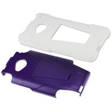 REIKO HTC ONE M7 HYBRID HEAVY DUTY CASE WITH KICKSTAND IN PURPLE WHITE