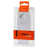 REIKO HTC ONE M7 HYBRID HEAVY DUTY CASE WITH KICKSTAND IN WHITE