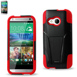 REIKO HTC ONE MINI 2 HYBRID HEAVY DUTY CASE WITH KICKSTAND IN RED BLACK