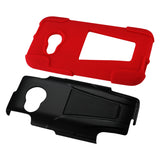 REIKO HTC ONE MINI 2 HYBRID HEAVY DUTY CASE WITH KICKSTAND IN RED BLACK