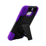 REIKO HTC ONE M8 HYBRID HEAVY DUTY CASE WITH KICKSTAND IN PURPLE BLACK