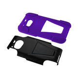 REIKO HTC ONE M8 HYBRID HEAVY DUTY CASE WITH KICKSTAND IN PURPLE BLACK