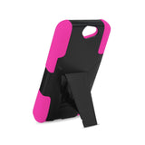 REIKO HTC ONE A9 HYBRID HEAVY DUTY CASE WITH KICKSTAND IN HOT PINK BLACK