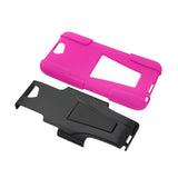 REIKO HTC ONE A9 HYBRID HEAVY DUTY CASE WITH KICKSTAND IN HOT PINK BLACK