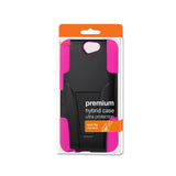 REIKO HTC ONE A9 HYBRID HEAVY DUTY CASE WITH KICKSTAND IN HOT PINK BLACK