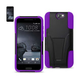 REIKO HTC ONE A9 HYBRID HEAVY DUTY CASE WITH KICKSTAND IN PURPLE BLACK