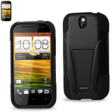 REIKO HTC ONE SV HYBRID HEAVY DUTY CASE WITH KICKSTAND IN BLACK