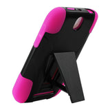 REIKO HTC ONE SV HYBRID HEAVY DUTY CASE WITH KICKSTAND IN BLACK HOT PINK