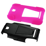 REIKO HTC ONE SV HYBRID HEAVY DUTY CASE WITH KICKSTAND IN BLACK HOT PINK