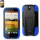 REIKO HTC ONE SV HYBRID HEAVY DUTY CASE WITH KICKSTAND IN BLACK NAVY