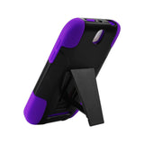 REIKO HTC ONE SV HYBRID HEAVY DUTY CASE WITH KICKSTAND IN BLACK PURPLE