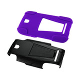 REIKO HTC ONE SV HYBRID HEAVY DUTY CASE WITH KICKSTAND IN BLACK PURPLE