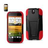 REIKO HTC ONE SV HYBRID HEAVY DUTY CASE WITH KICKSTAND IN BLACK RED
