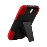 REIKO HTC ONE SV HYBRID HEAVY DUTY CASE WITH KICKSTAND IN BLACK RED