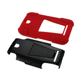 REIKO HTC ONE SV HYBRID HEAVY DUTY CASE WITH KICKSTAND IN BLACK RED
