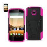 REIKO HUAWEI UNION HYBRID HEAVY DUTY CASE WITH KICKSTAND IN HOT PINK BLACK