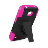 REIKO HUAWEI UNION HYBRID HEAVY DUTY CASE WITH KICKSTAND IN HOT PINK BLACK