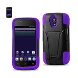 REIKO HUAWEI VITRIA HYBRID HEAVY DUTY CASE WITH KICKSTAND IN PURPLE BLACK