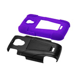 REIKO HUAWEI VITRIA HYBRID HEAVY DUTY CASE WITH KICKSTAND IN PURPLE BLACK