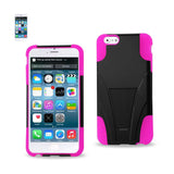 REIKO IPHONE 6 PLUS HYBRID HEAVY DUTY CASE WITH KICKSTAND IN HOT PINK BLACK