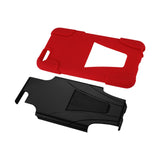 REIKO IPHONE 6 PLUS HYBRID HEAVY DUTY CASE WITH KICKSTAND IN RED BLACK