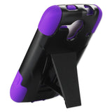 REIKO KYOCERA HYDRO EDGE HYBRID HEAVY DUTY CASE WITH KICKSTAND IN BLACK PURPLE