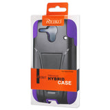 REIKO KYOCERA HYDRO EDGE HYBRID HEAVY DUTY CASE WITH KICKSTAND IN BLACK PURPLE