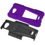 REIKO KYOCERA HYDRO WAVE HYBRID HEAVY DUTY CASE WITH KICKSTAND IN PURPLE BLACK